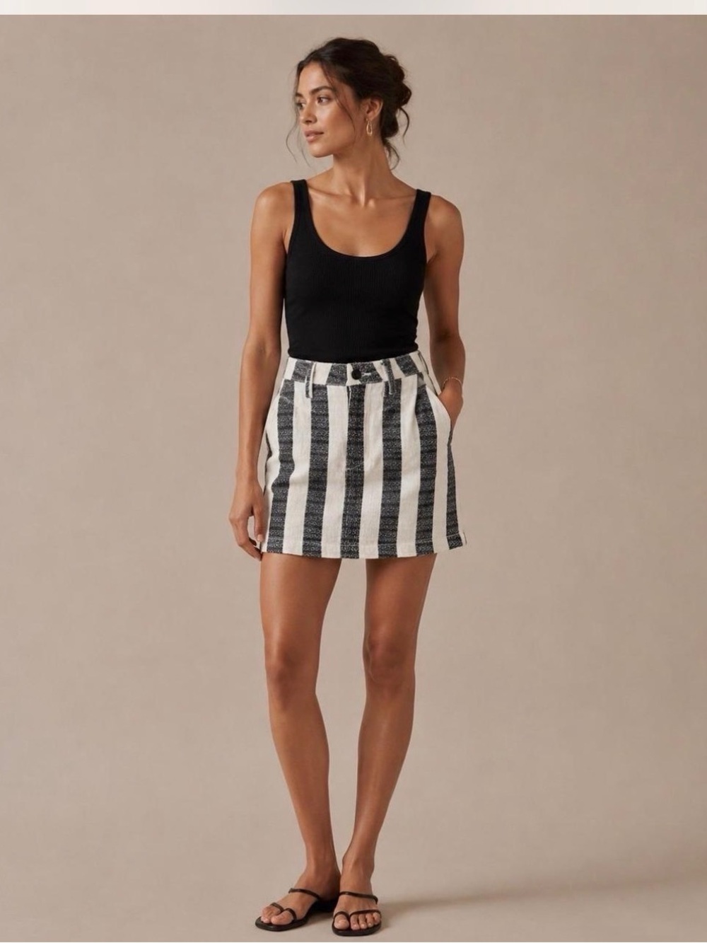 Dear John womens linen blend Striped Skirt size 27